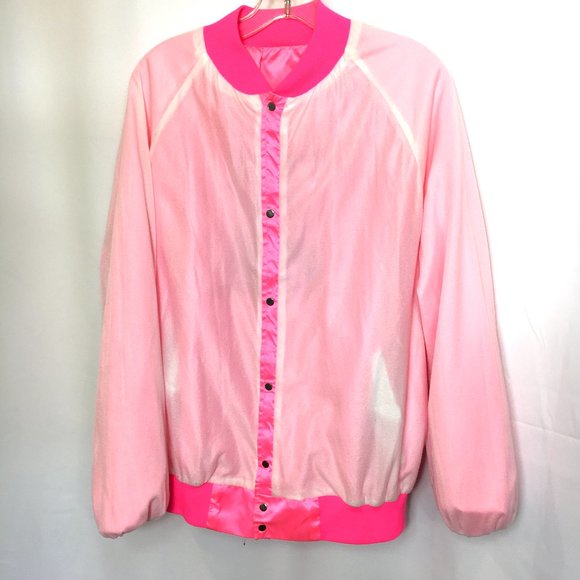 50's Style Pink Satin Bomber Poodle Style Jacket  Mac's Diner Vtg  2XL - Picture 8 of 13